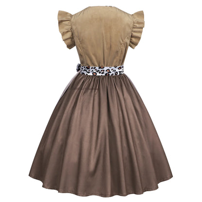 Dirndl Kleid Beige Braun mit Schürze Trachtenkleid Damen
