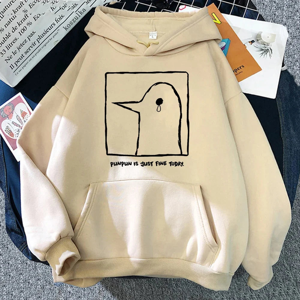 Unisex-hættetrøje med Punpun-print og kængurulomme