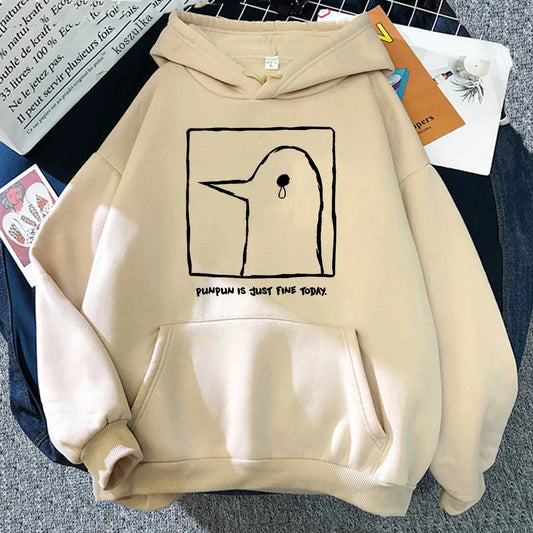Sweat à capuche unisexe avec imprimé Punpun et poche kangourou
