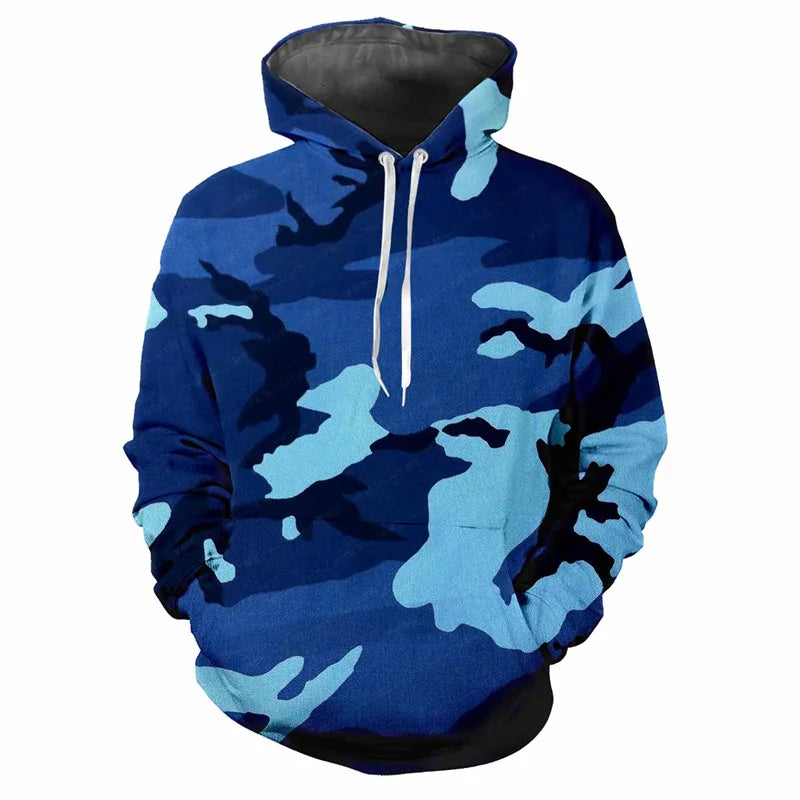 Hoodie Camouflage-Muster Kapuzenpullover mit Kängurutasche