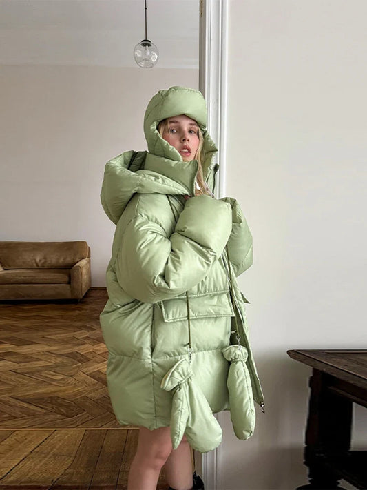 Damen Steppjacke mit Kapuze und langen Ärmeln