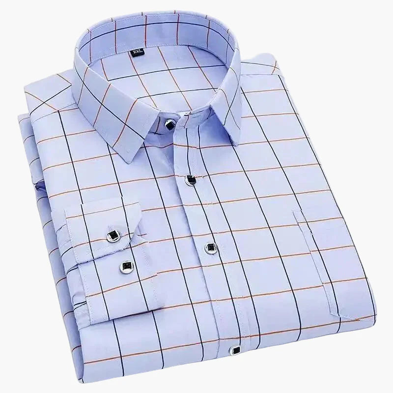 Chemise homme business loisirs à rayures – Chemise classique à manches longues pour bureau et quotidien