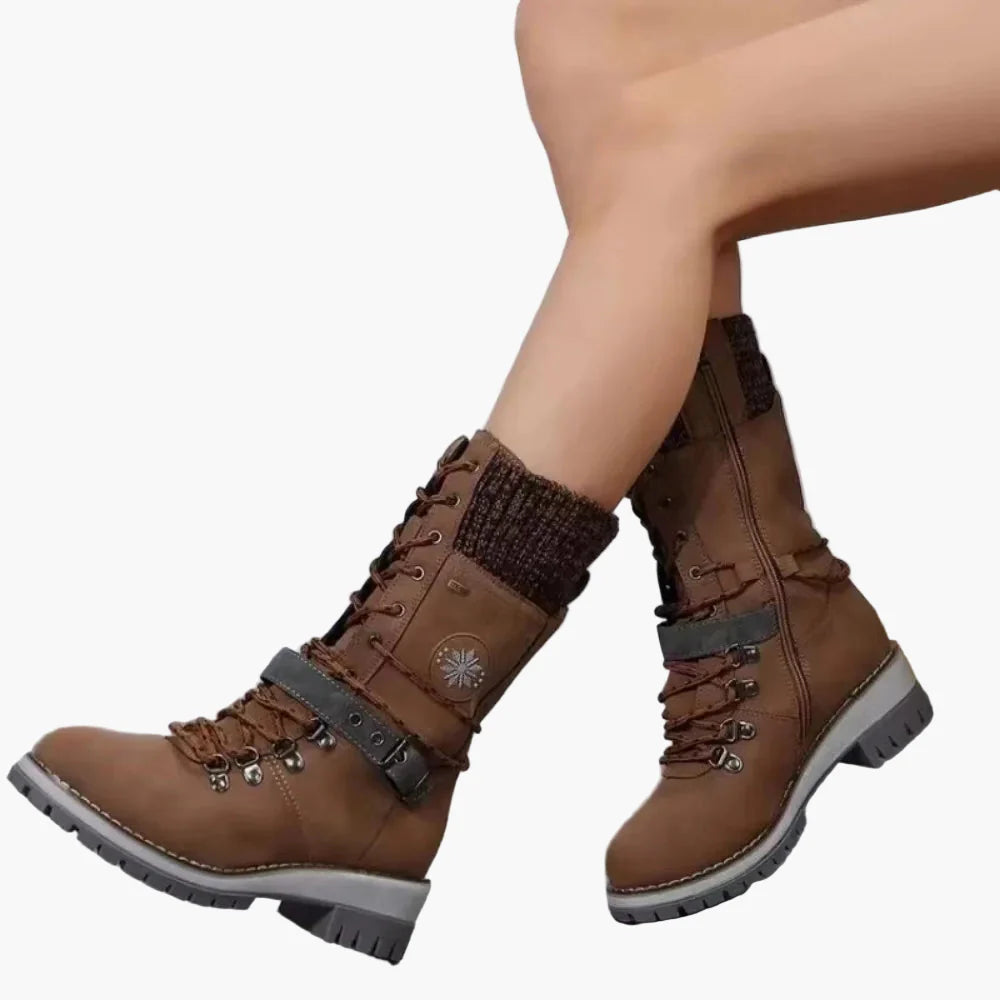 Dame outdoor vinterstøvler med snøring og lynlås – Moderigtige vandre- og fritidsboots