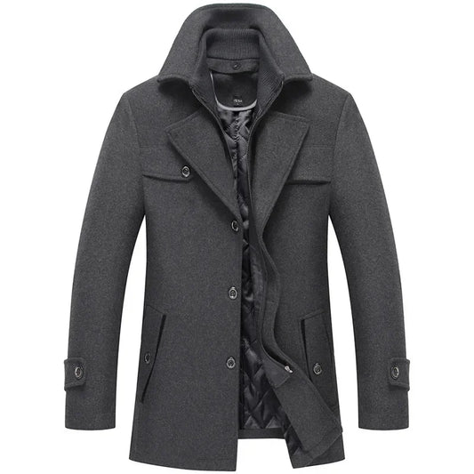 Herren Wintermantel Klassischer Business-Look mit Stehkragen – Eleganter Outdoor-Mantel für Alltag und Büro