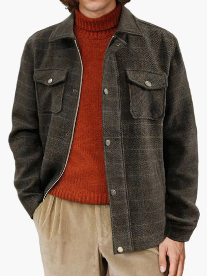 Chemise-veste décontractée à carreaux classique pour homme – Veste de transition élégante pour le quotidien et les loisirs