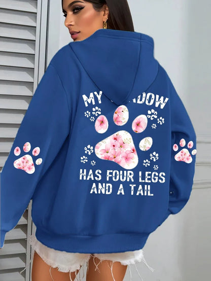 Hoodie für Damen mit Kapuze und Tiermotiv Print – Oversize Sweatshirt mit Pfotenabdruck