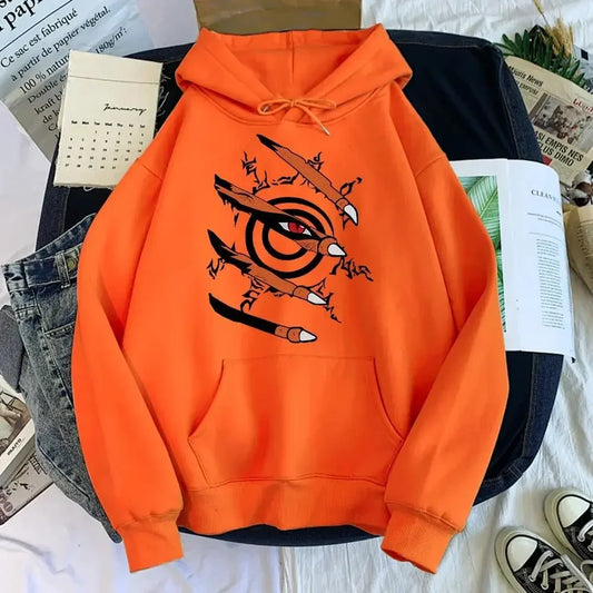 Hoodie med klorgrafik, huva och känguruficka för damer och herrar