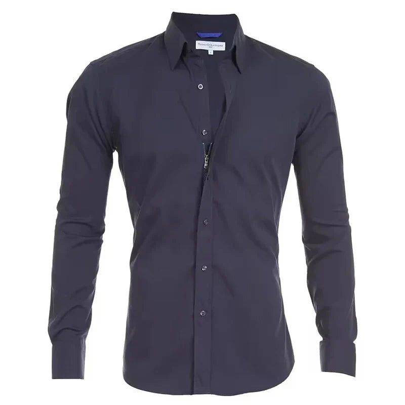 Herren Slim Fit Business Freizeithemd Langarm Modern Elegant
