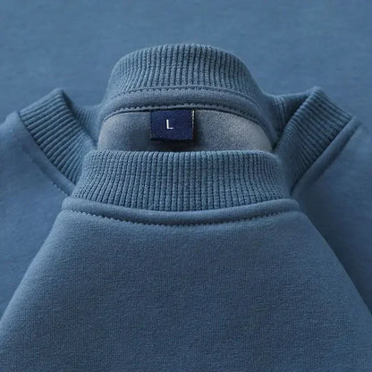 Felpa unisex a maniche lunghe e girocollo, con fodera in pile, polsini a coste, calda per l'inverno
