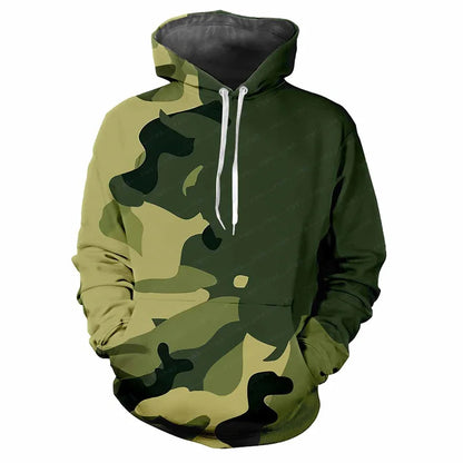 Hoodie Camouflage-Muster Kapuzenpullover mit Kängurutasche