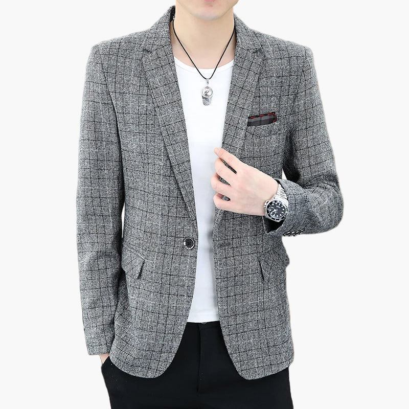 Chaqueta de negocios moderna para hombre – Blazer elegante a cuadros para oficina y ocio