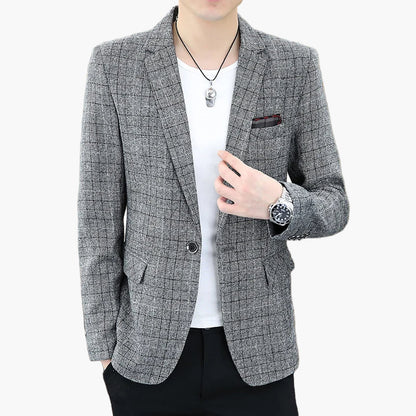 Chaqueta de negocios moderna para hombre – Blazer elegante a cuadros para oficina y ocio