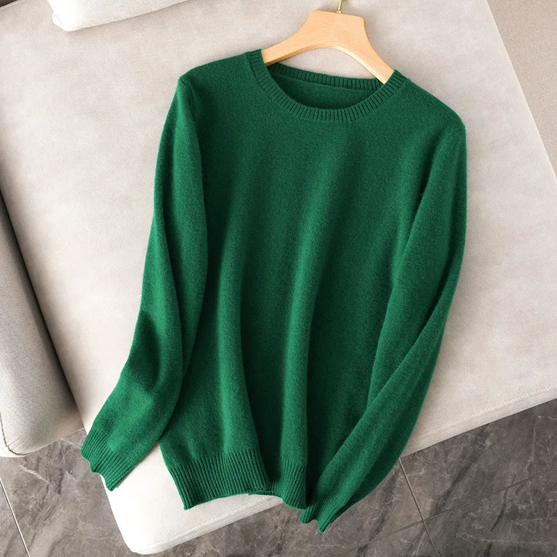 Pullover basic da donna a girocollo, a maniche lunghe, in maglia