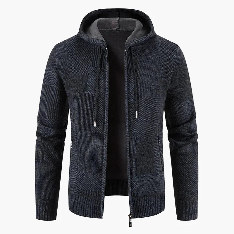 Chaqueta de punto con capucha para hombre para invierno – Suéter con forro polar a la moda, ocio y uso diario