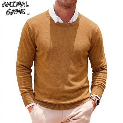 Herren Rundhals Pullover Langarm Feinstrick Basic Sweater