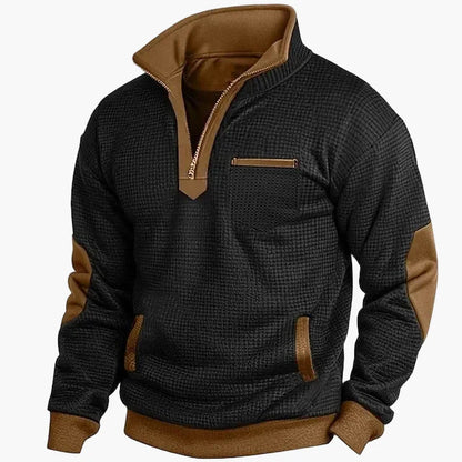 Męski vintage sweatshirt na co dzień ze stójką i zamkiem – Retro styl na co dzień i na zewnątrz