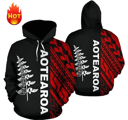 Sudadera de manga larga con capucha y motivo de estampado maorí