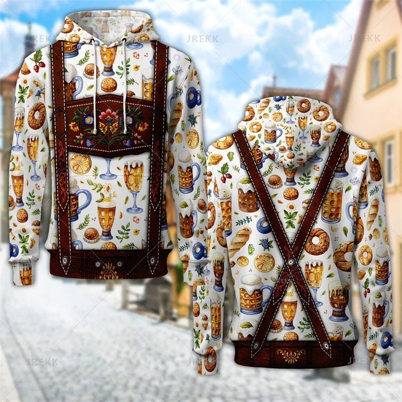 Sweat à capuche au design traditionnel avec imprimé de bretelles et de motifs