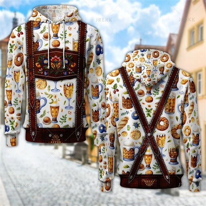 Sweat à capuche au design traditionnel avec imprimé de bretelles et de motifs