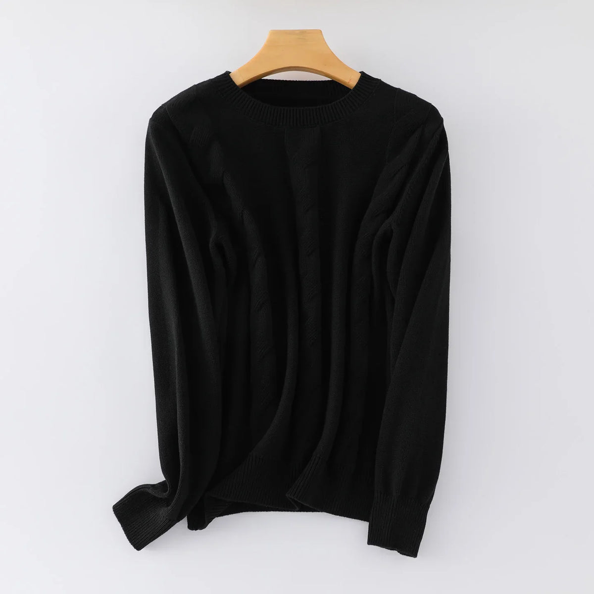 Damen Strickpullover Rundhals Zopfmuster Langarm