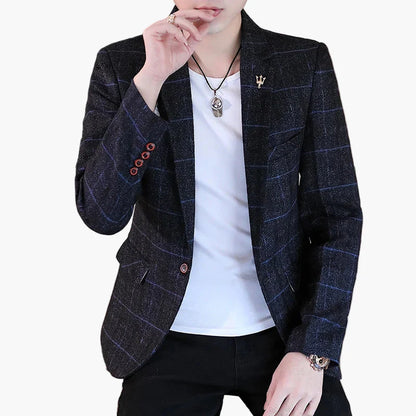 Heren blazer slim fit geruit modern business vrijetijdsjas