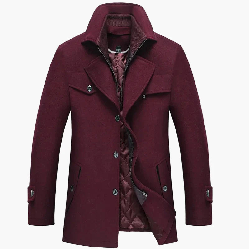 Herre vinterkåpe klassisk business-look med ståkrage – Elegant utendørskåpe for hverdag og kontor