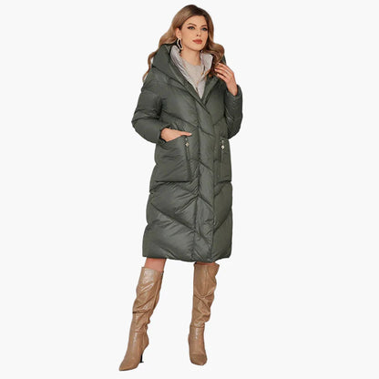 Manteau d'hiver matelassé pour femme avec capuche – Manteau long tendance pour les jours froids
