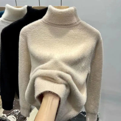 Dolcevita da donna, maglione lavorato a maglia, soffice, caldo e confortevole
