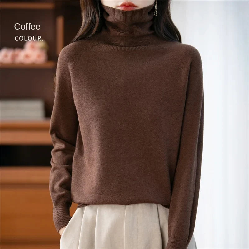 Dolcevita da donna a maniche lunghe, in maglia fine, modello basic