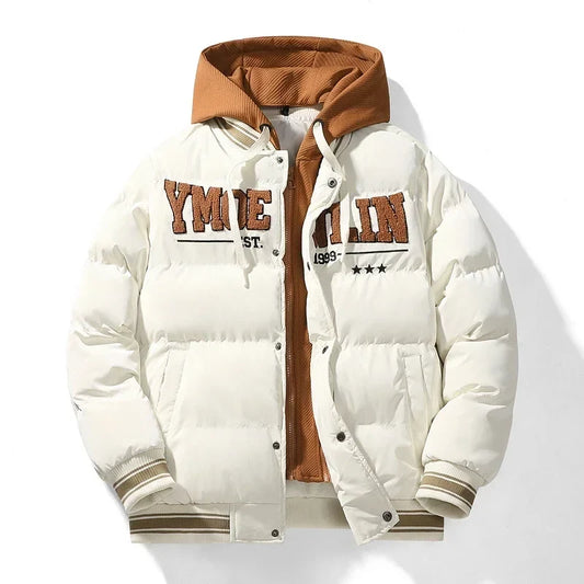Chaqueta acolchada unisex con capucha, chaqueta de invierno informal acolchada