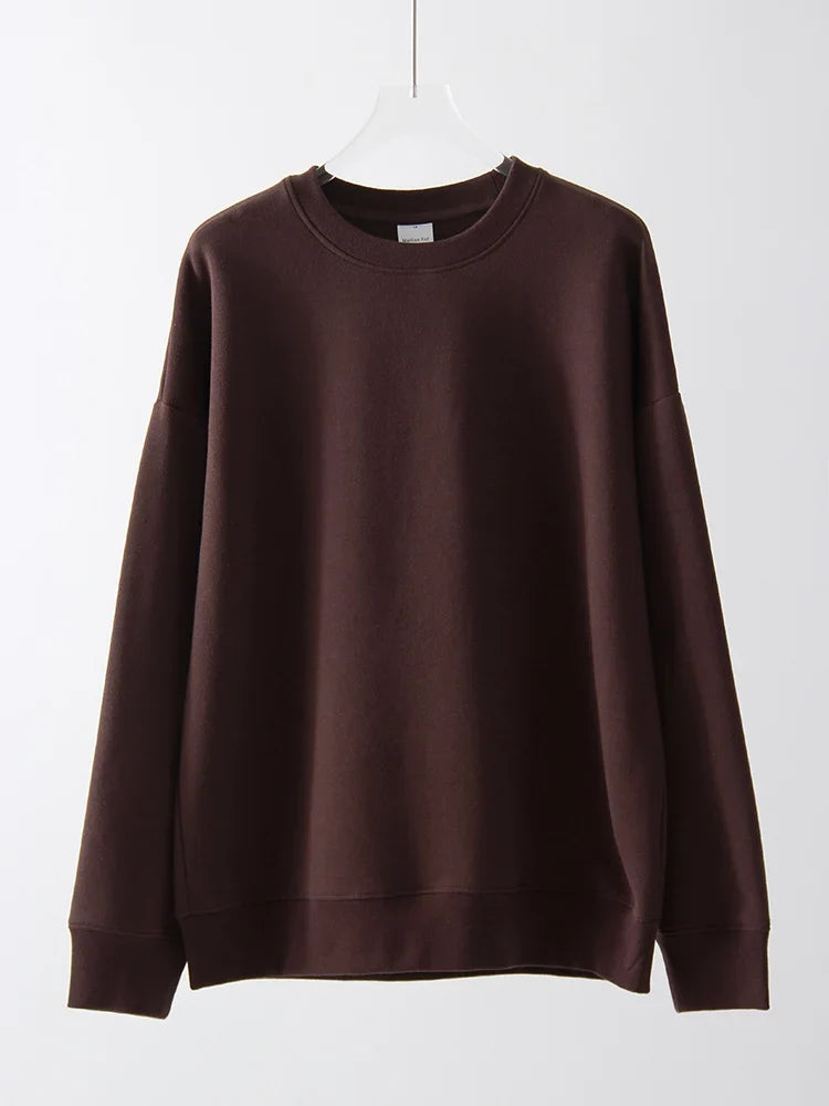 Felpa unisex oversize a maniche lunghe con scollo rotondo, tinta unita