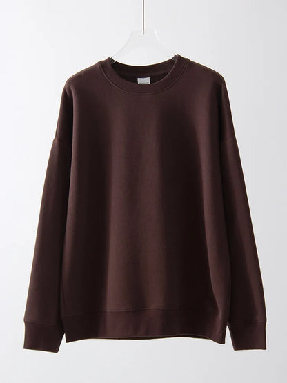 Felpa unisex oversize a maniche lunghe con scollo rotondo, tinta unita
