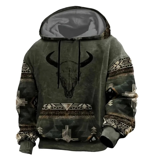 Sudadera unisex con capucha y bolsillo tipo bolsa, estampada