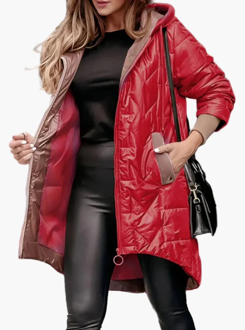 Cappotto imbottito da donna con cappuccio – Giacca di transizione alla moda per uso quotidiano e tempo libero