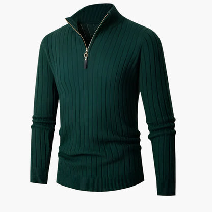 Męski sweter dziany ze stójką i półzamkiem – Elegancki sweter na co dzień i do biura