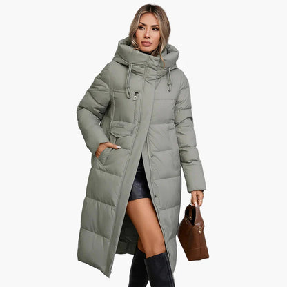 Cappotto invernale trapuntato da donna con cappuccio – Parka lungo e caldo per tutti i giorni e tempo libero