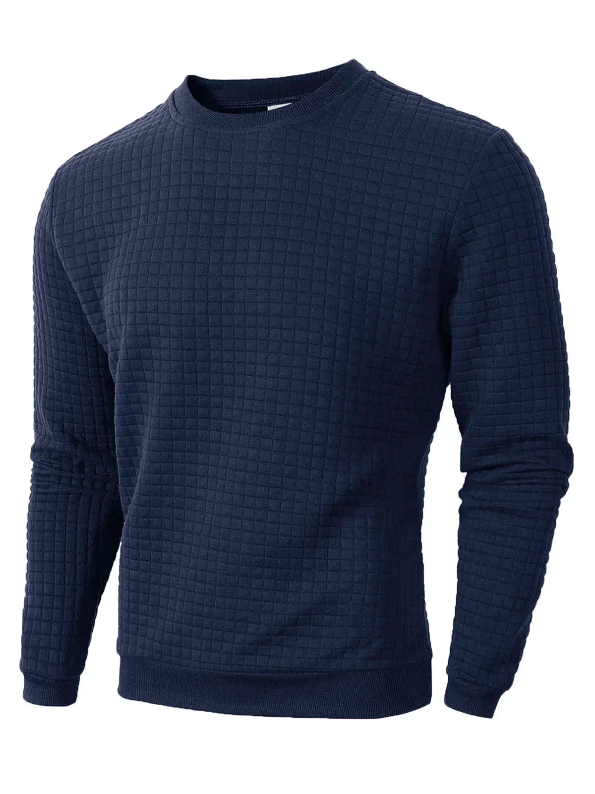 Herren Sweatshirt mit Rundhalsausschnitt und Karomuster, Langarm, gerippte Bündchen