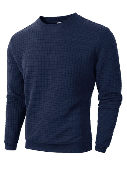 Herren Sweatshirt mit Rundhalsausschnitt und Karomuster, Langarm, gerippte Bündchen