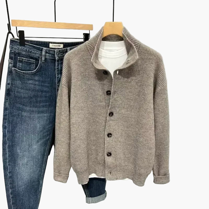Herre strikke-cardigan i casual stil – Moteriktig fritidsstil med knappelukking