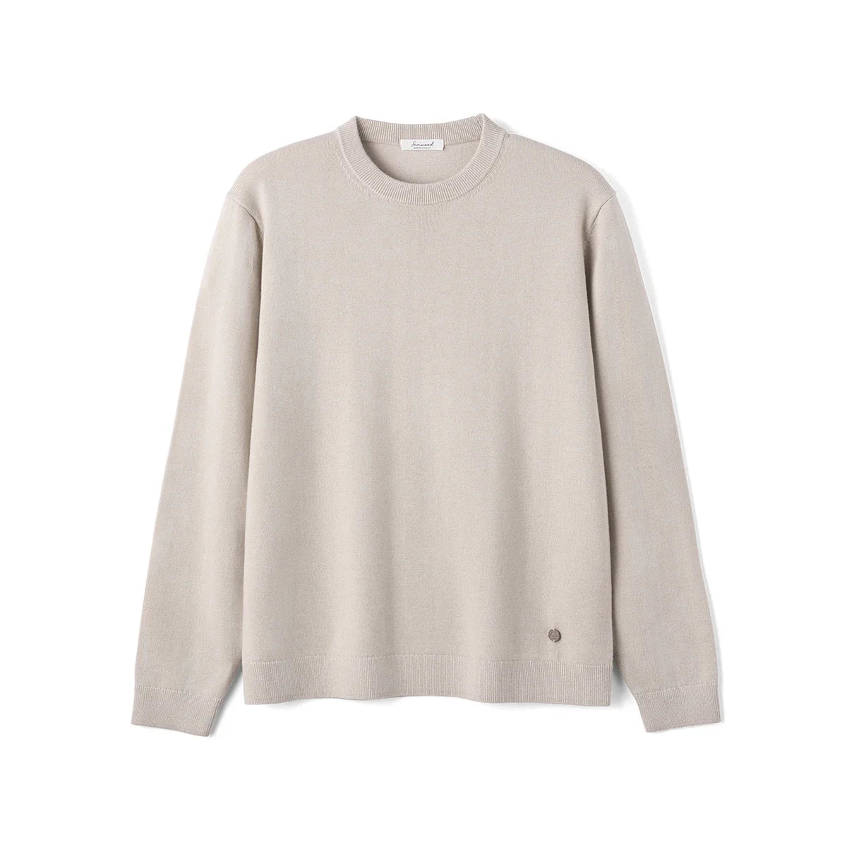 Unisex Langarm Pullover Rundhals schlicht gerippte Bündchen unifarben