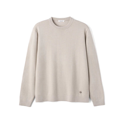 Unisex Langarm Pullover Rundhals schlicht gerippte Bündchen unifarben