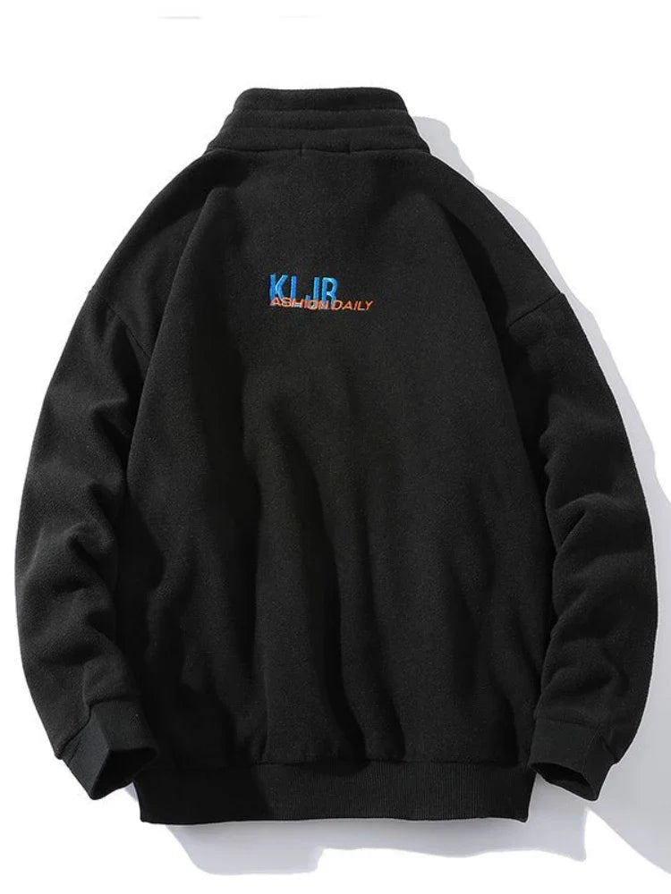 Unisex Fleecejacke mit Stehkragen und Reißverschluss