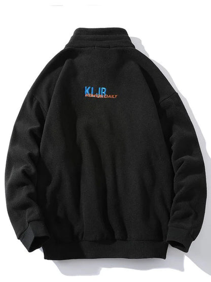 Unisex Fleecejacke mit Stehkragen und Reißverschluss