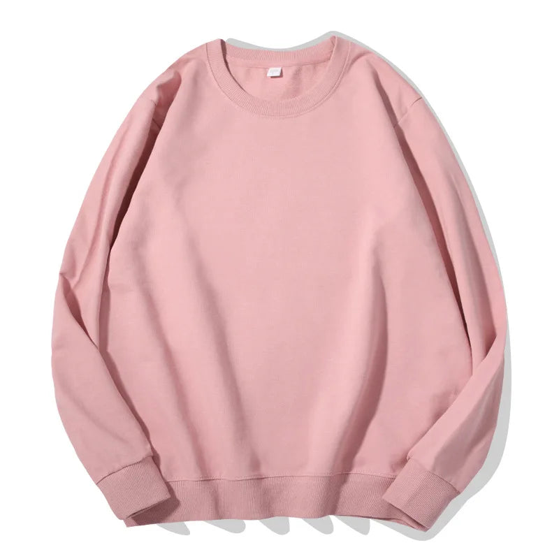 Sudadera unisex de manga larga con cuello redondo, colores lisos