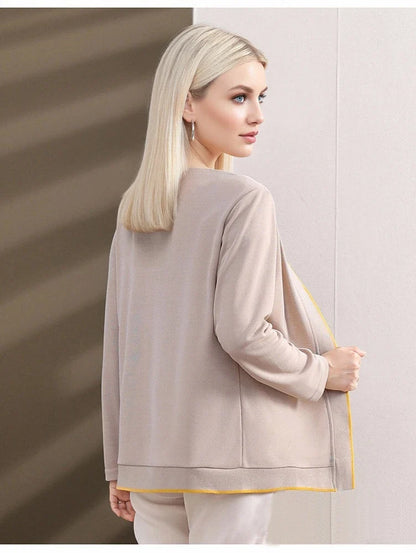 Damen Set mit Strickjacke und bedrucktem Top