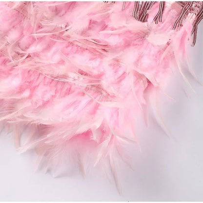 Robe de soirée femme à franges et plumes – Robe glamour pour occasions spéciales