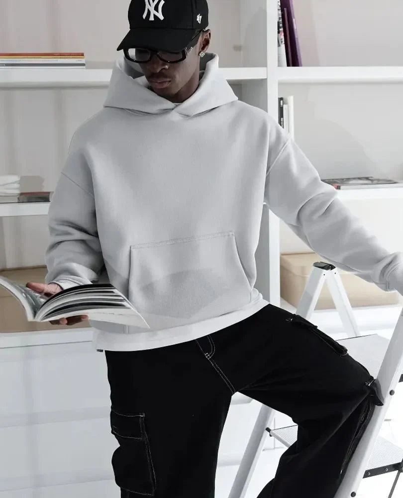 Unisex Kapuzenpullover Oversize Basic Hoodie mit Kängurutasche
