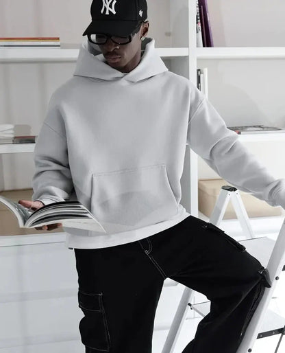 Unisex Kapuzenpullover Oversize Basic Hoodie mit Kängurutasche
