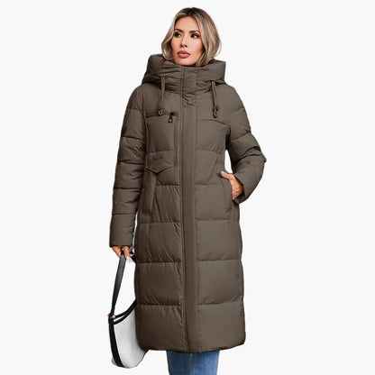 Cappotto invernale trapuntato da donna con cappuccio – Parka lungo e caldo per tutti i giorni e tempo libero