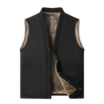Gilet da uomo con fodera in teddy, collo alto, invernale, caldo e casual